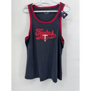 Minnesota Twins MLB Fan Fare Women Tank Top Navy Blue Red Size L NWT